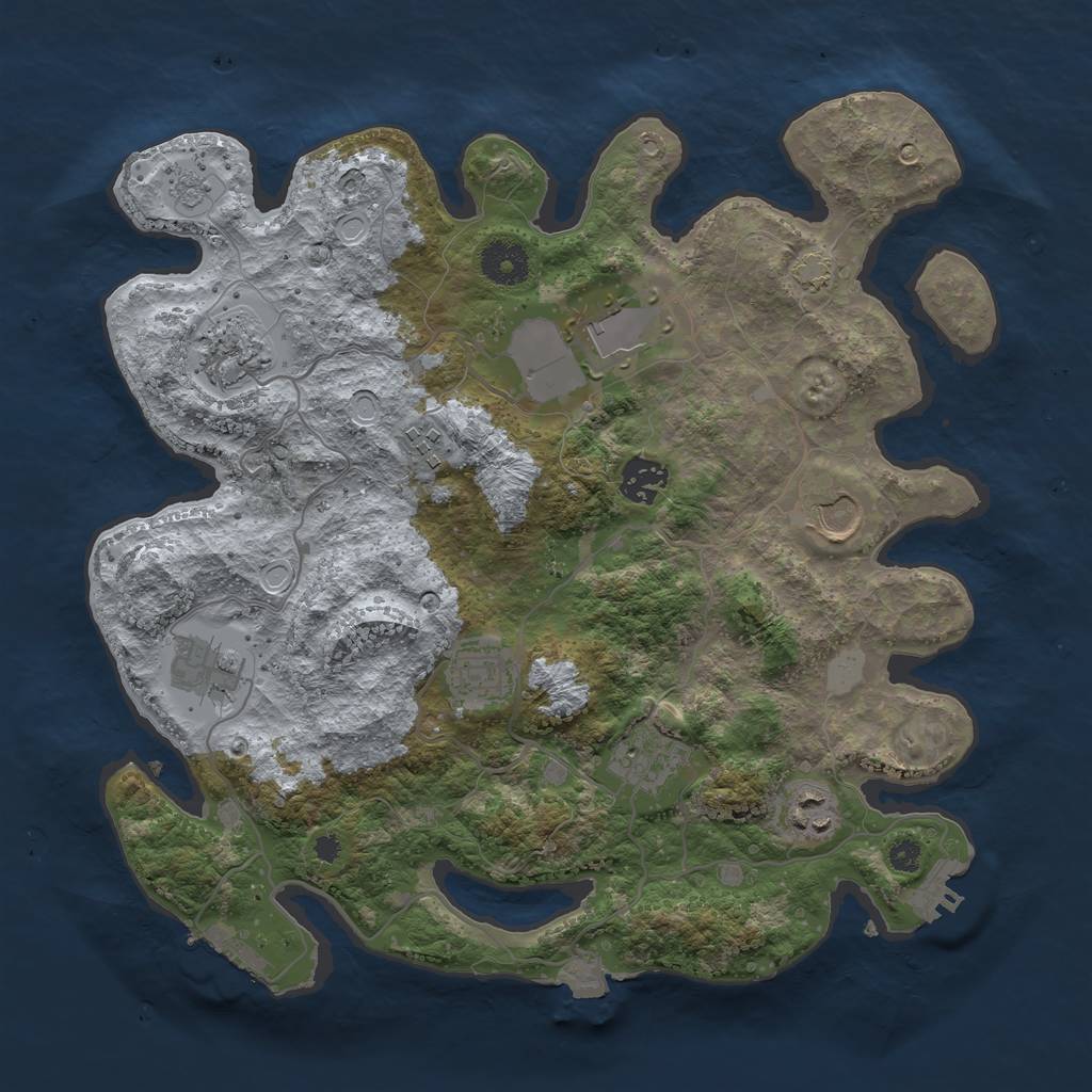 Rust Map: Procedural Map, Size: 3500, Seed: 991098268, 16 Monuments