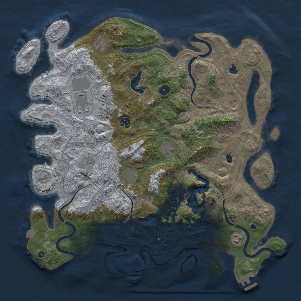 Rust Map: Procedural Map, Size: 4500, Seed: 1696722602, 16 Monuments