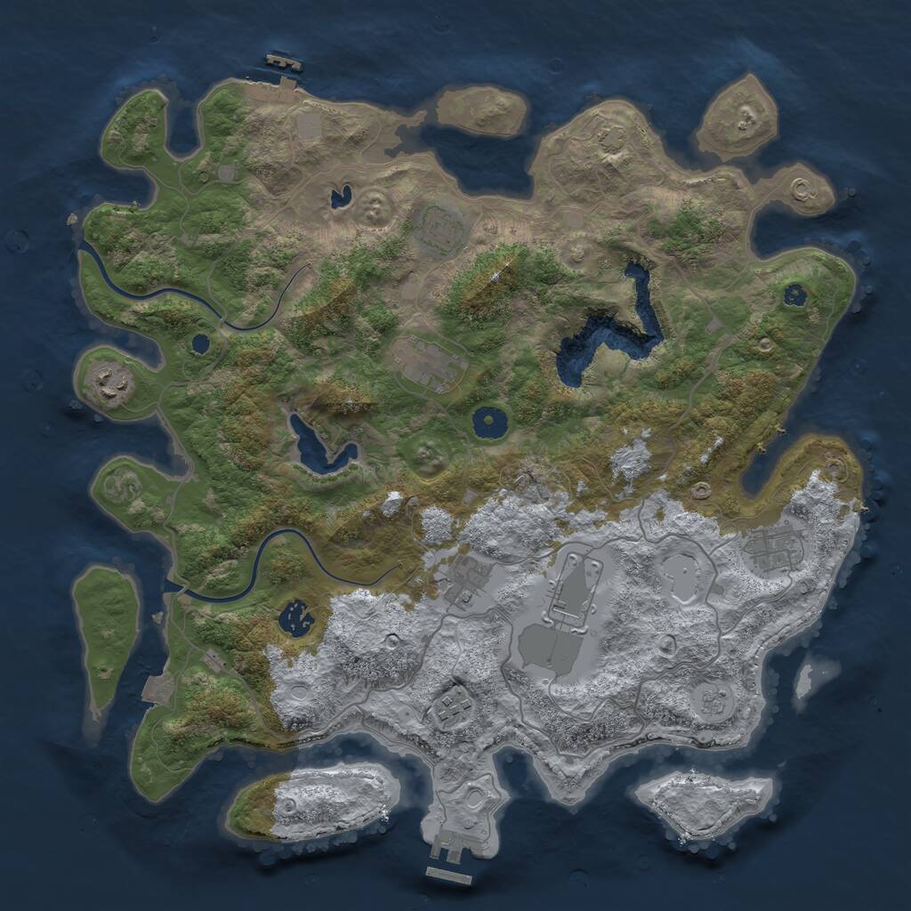 Rust Map: Procedural Map, Size: 4000, Seed: 1829116064, 13 Monuments