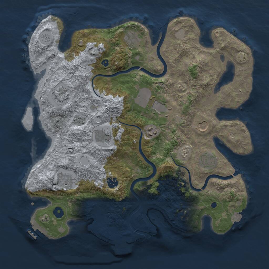 Rust Map: Procedural Map, Size: 3750, Seed: 1443297630, 16 Monuments