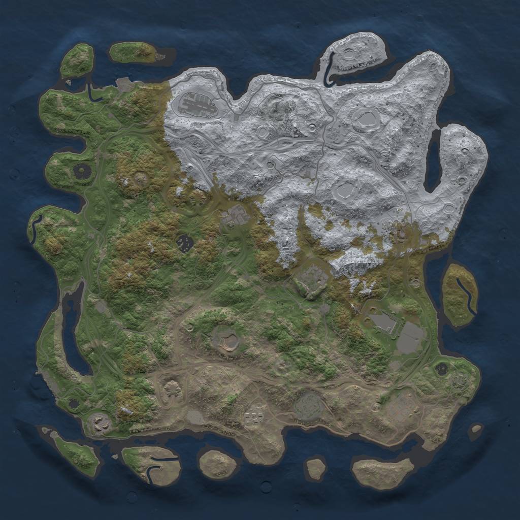 Rust Map: Procedural Map, Size: 4500, Seed: 349472929, 18 Monuments