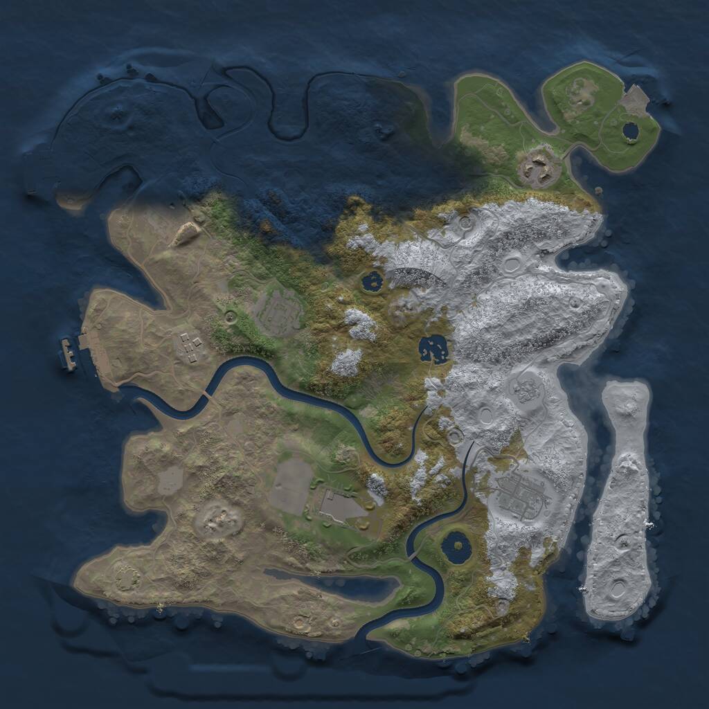 Rust Map: Procedural Map, Size: 3500, Seed: 1803501712, 13 Monuments