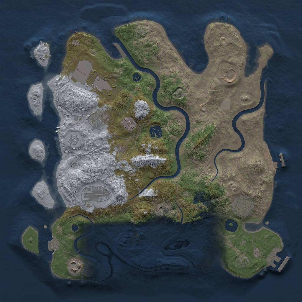 Rust Map: Procedural Map, Size: 3500, Seed: 2128589797, 14 Monuments