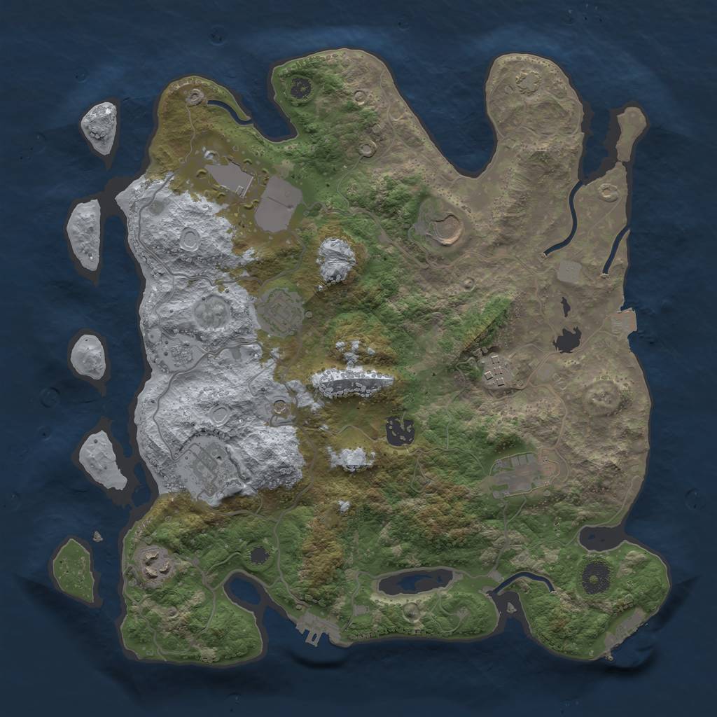 Rust Map: Procedural Map, Size: 3500, Seed: 2128589797, 16 Monuments