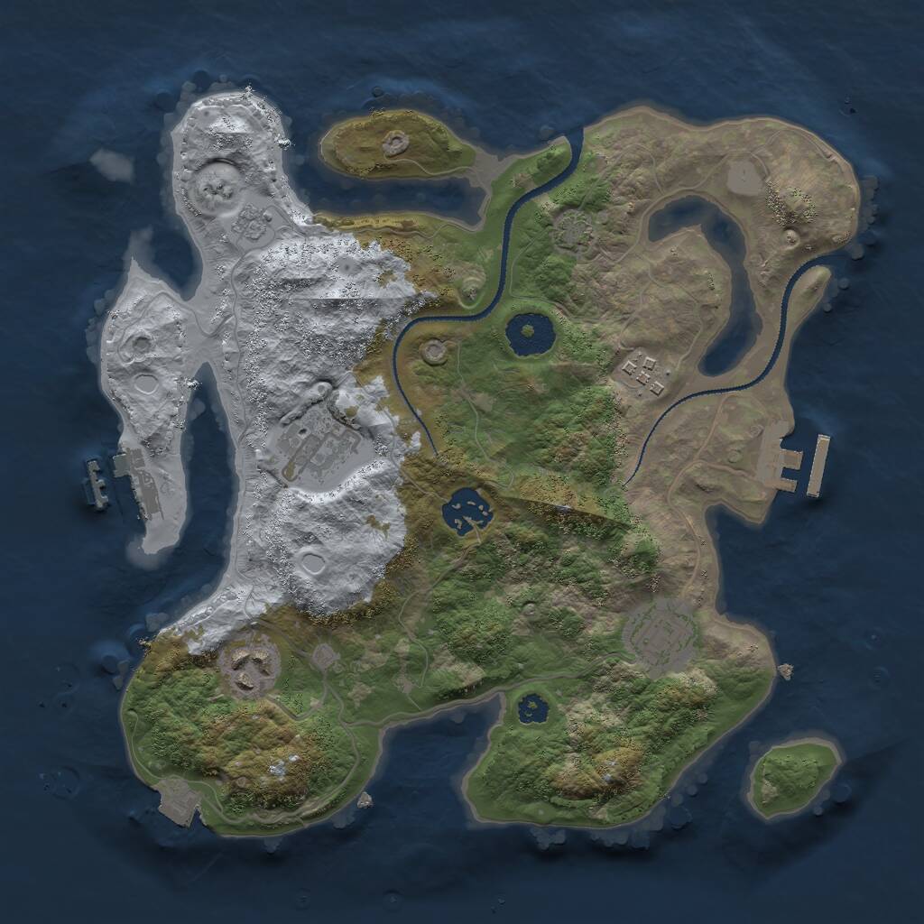 Rust Map: Procedural Map, Size: 3000, Seed: 1069664883, 10 Monuments