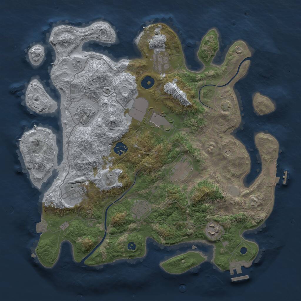 Rust Map: Procedural Map, Size: 3500, Seed: 1729750118, 14 Monuments