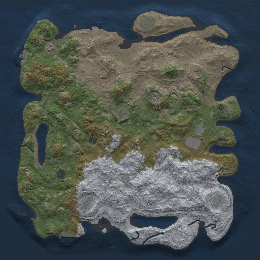 Rust Map: Procedural Map, Size: 4500, Seed: 1425312489, 19 Monuments