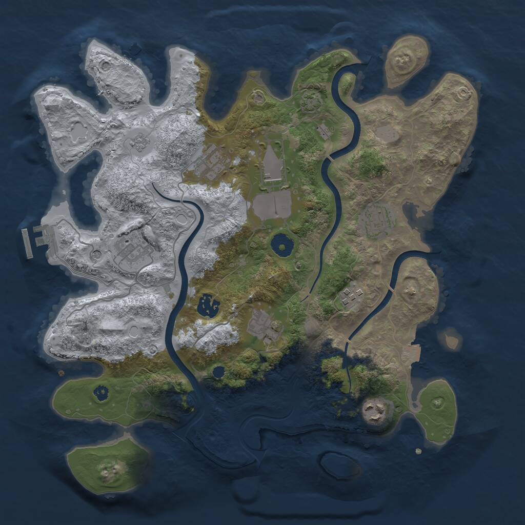 Rust Map: Procedural Map, Size: 3500, Seed: 63867, 13 Monuments