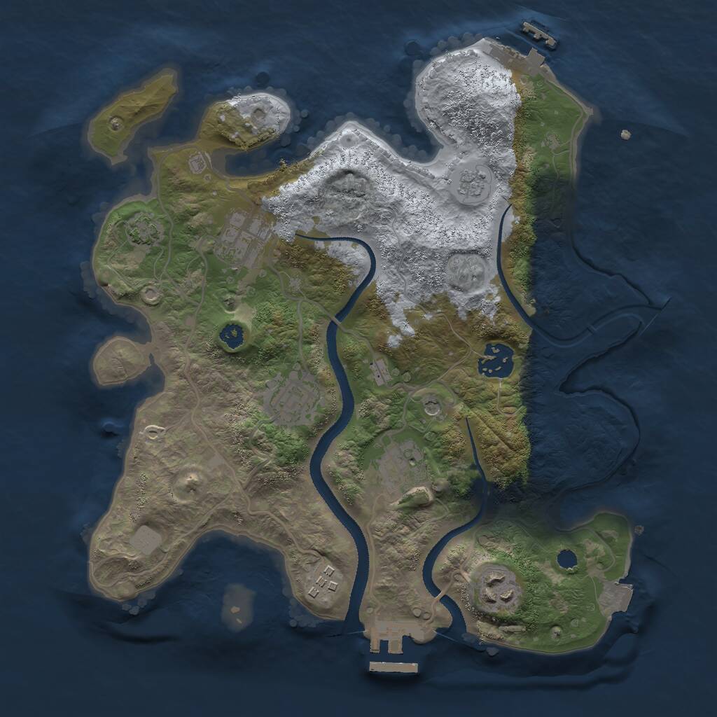 Rust Map: Procedural Map, Size: 3000, Seed: 1154013289, 12 Monuments