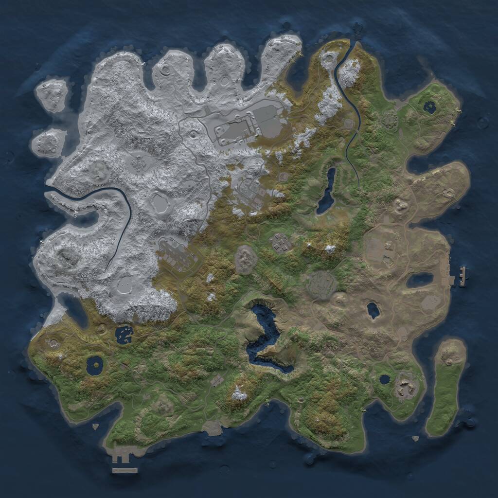 Rust Map: Procedural Map, Size: 4000, Seed: 92718279, 14 Monuments