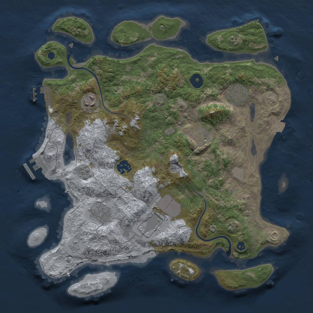 Rust Map: Procedural Map, Size: 3500, Seed: 60944326, 13 Monuments
