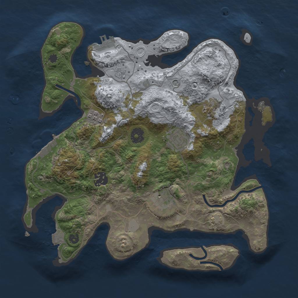 Rust Map: Procedural Map, Size: 3000, Seed: 8867, 13 Monuments