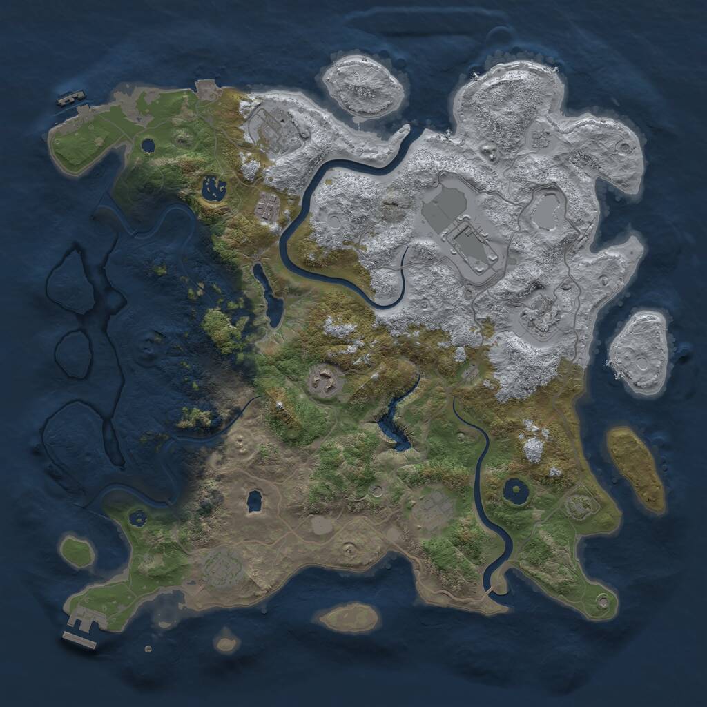 Rust Map: Procedural Map, Size: 4150, Seed: 281601598, 14 Monuments