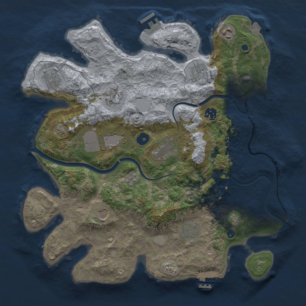 Rust Map: Procedural Map, Size: 3800, Seed: 99636280, 16 Monuments