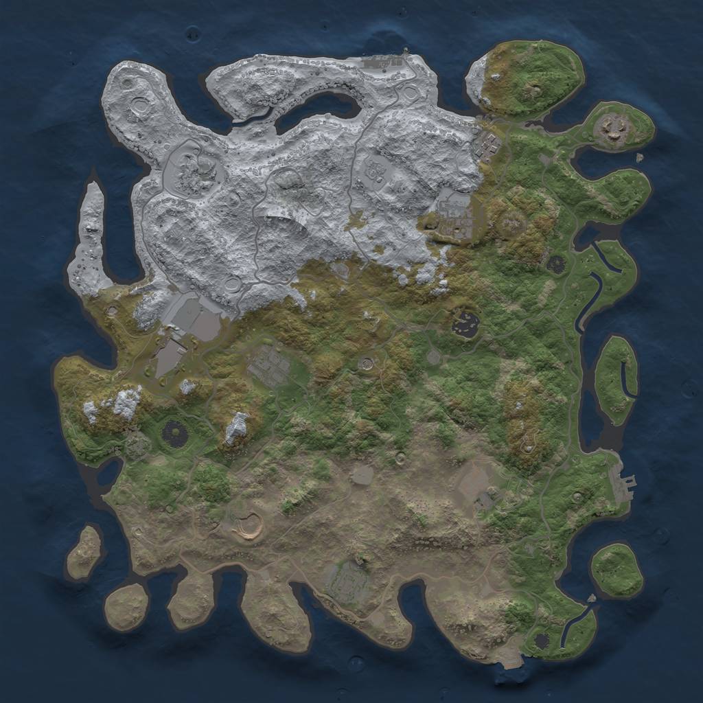 Rust Map: Procedural Map, Size: 4000, Seed: 468522, 18 Monuments