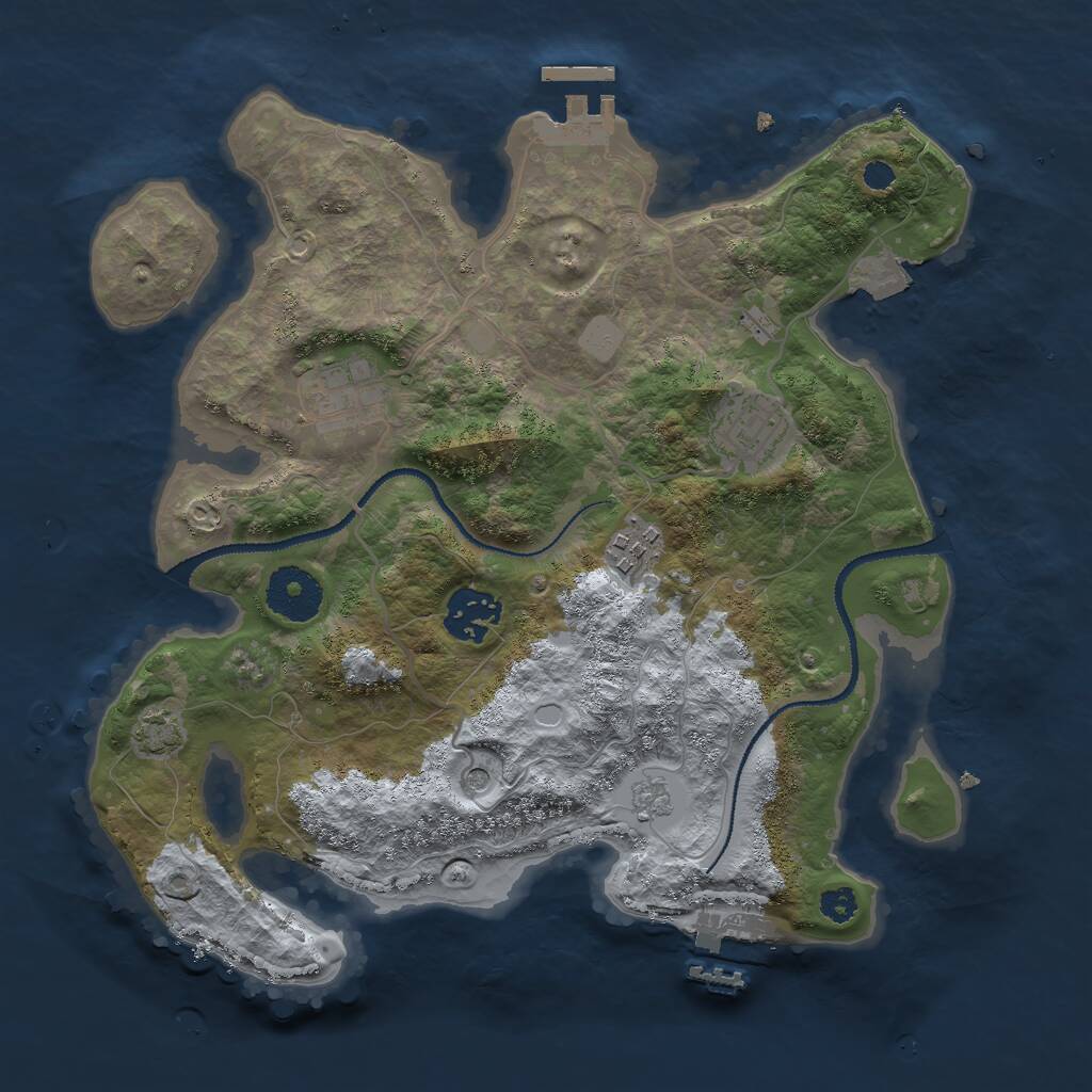 Rust Map: Procedural Map, Size: 3000, Seed: 1071402663, 10 Monuments