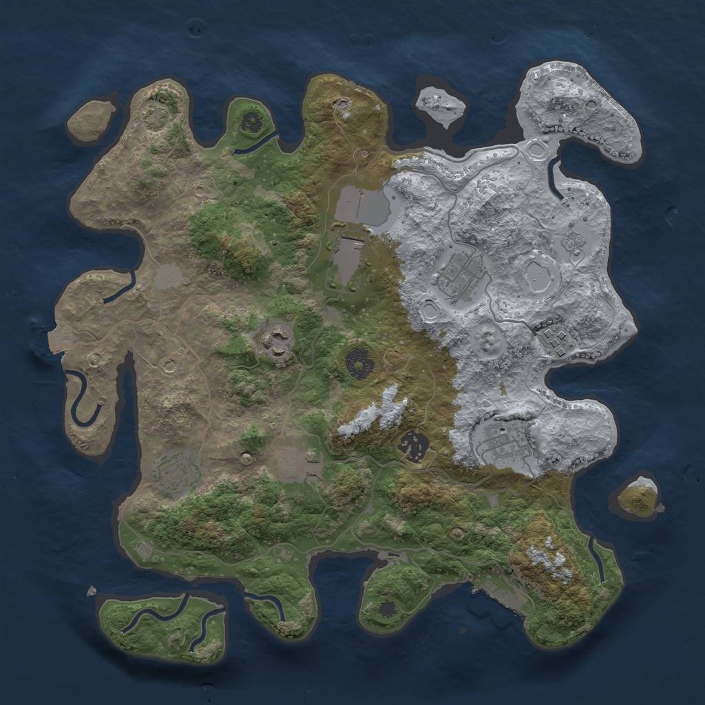 Rust Map: Procedural Map, Size: 3500, Seed: 1470024429, 15 Monuments