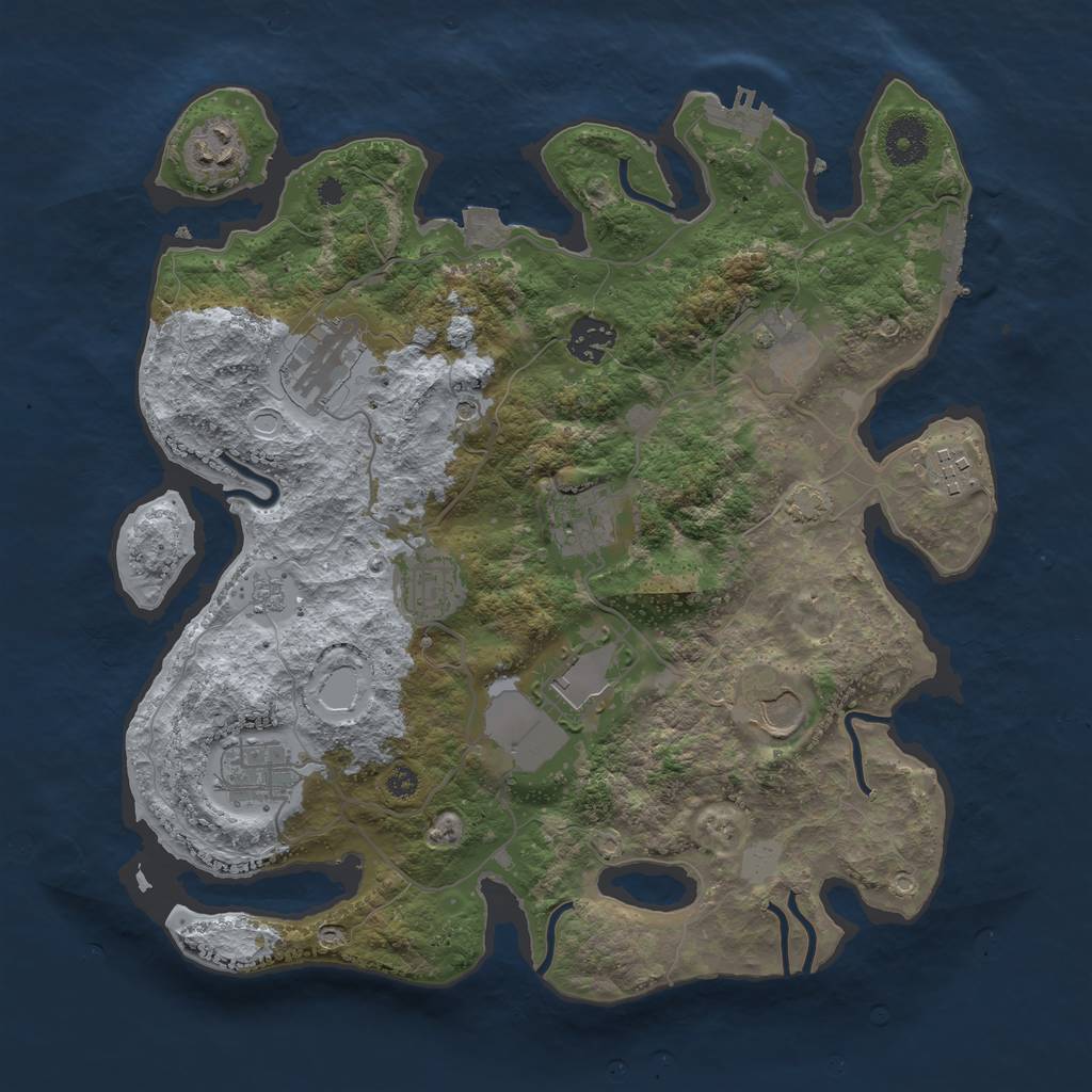 Rust Map: Procedural Map, Size: 3500, Seed: 686520109, 18 Monuments