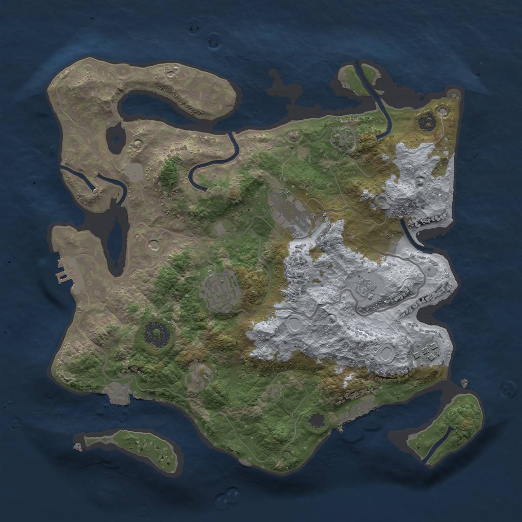 Rust Map: Procedural Map, Size: 3000, Seed: 524661420, 11 Monuments