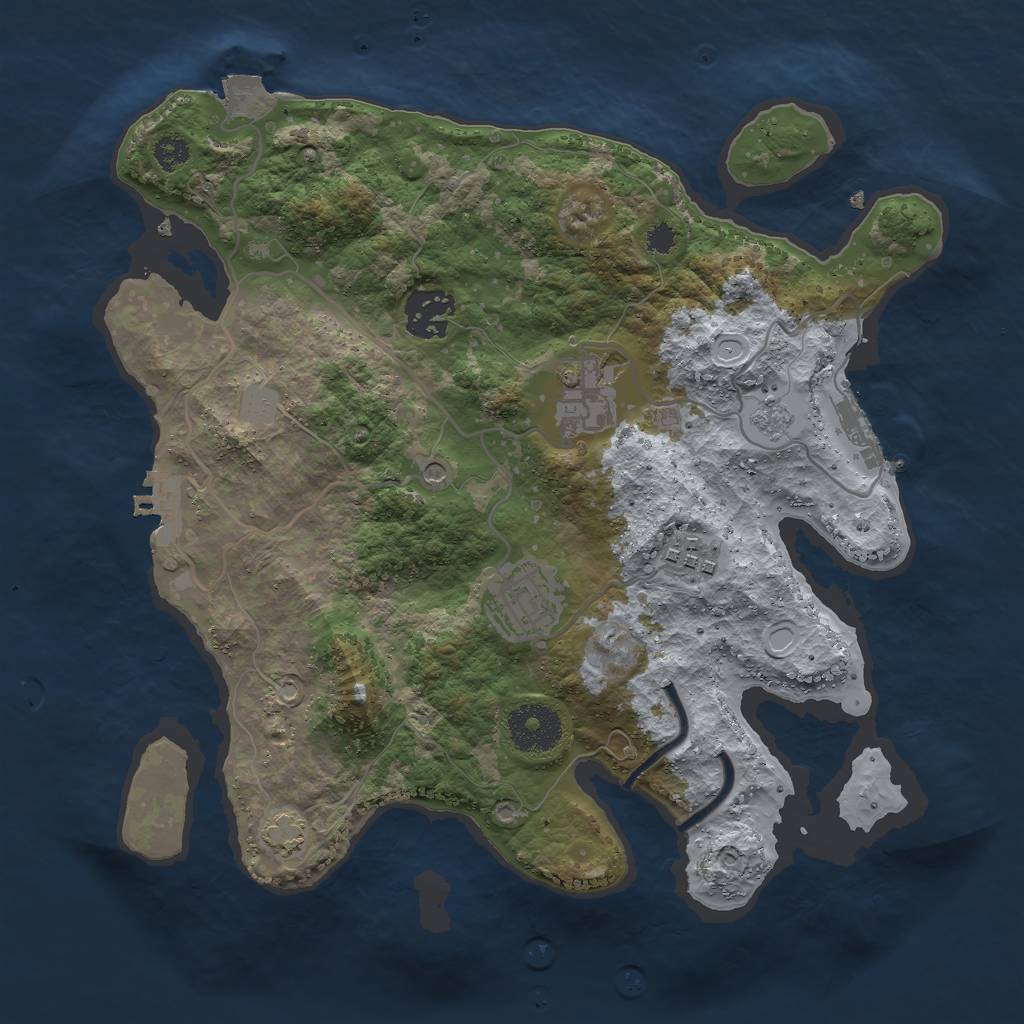 Rust Map: Procedural Map, Size: 3000, Seed: 24586, 12 Monuments