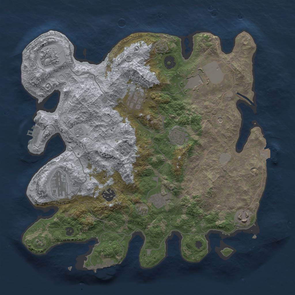 Rust Map: Procedural Map, Size: 3500, Seed: 2090965060, 17 Monuments