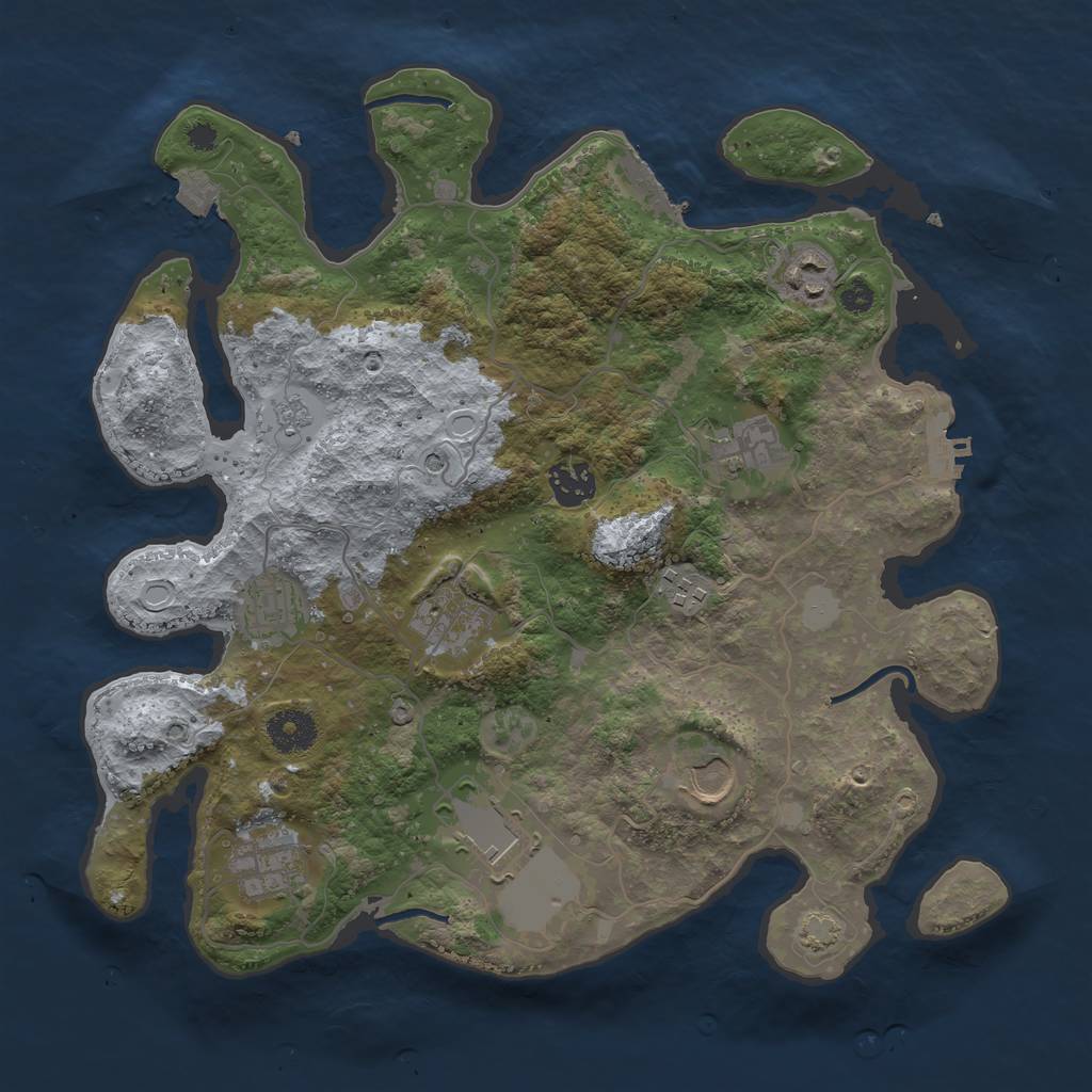 Rust Map: Procedural Map, Size: 3500, Seed: 465295642, 17 Monuments
