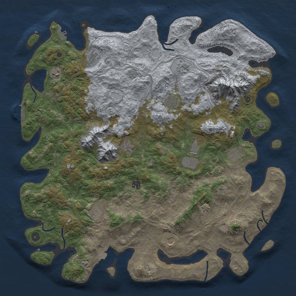 Rust Map: Procedural Map, Size: 5000, Seed: 464560856, 19 Monuments