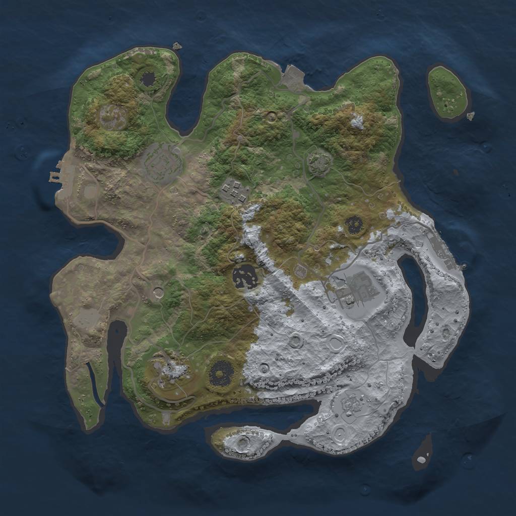 Rust Map: Procedural Map, Size: 3000, Seed: 669669, 13 Monuments