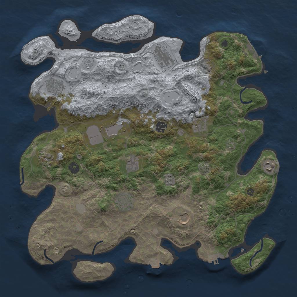 Rust Map: Procedural Map, Size: 4000, Seed: 454362889, 19 Monuments