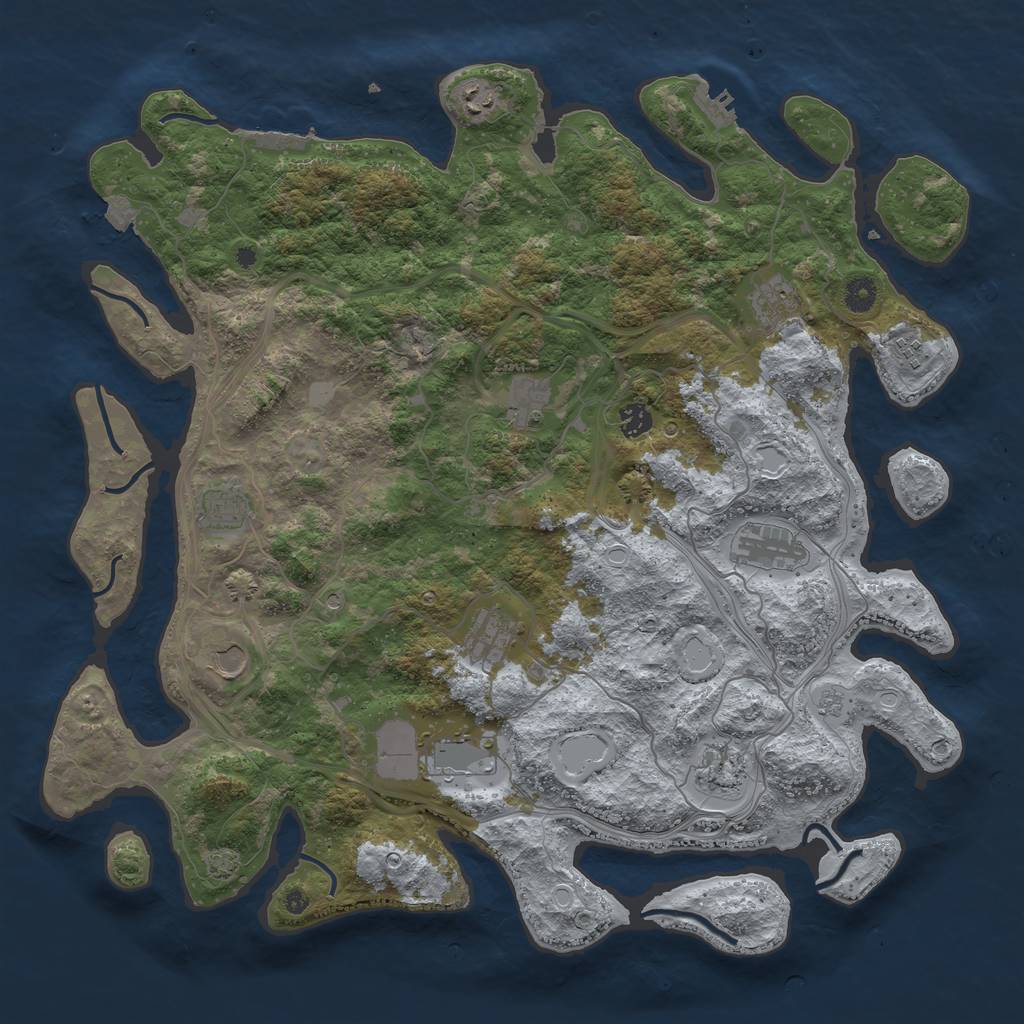Rust Map: Procedural Map, Size: 4500, Seed: 1886403744, 19 Monuments