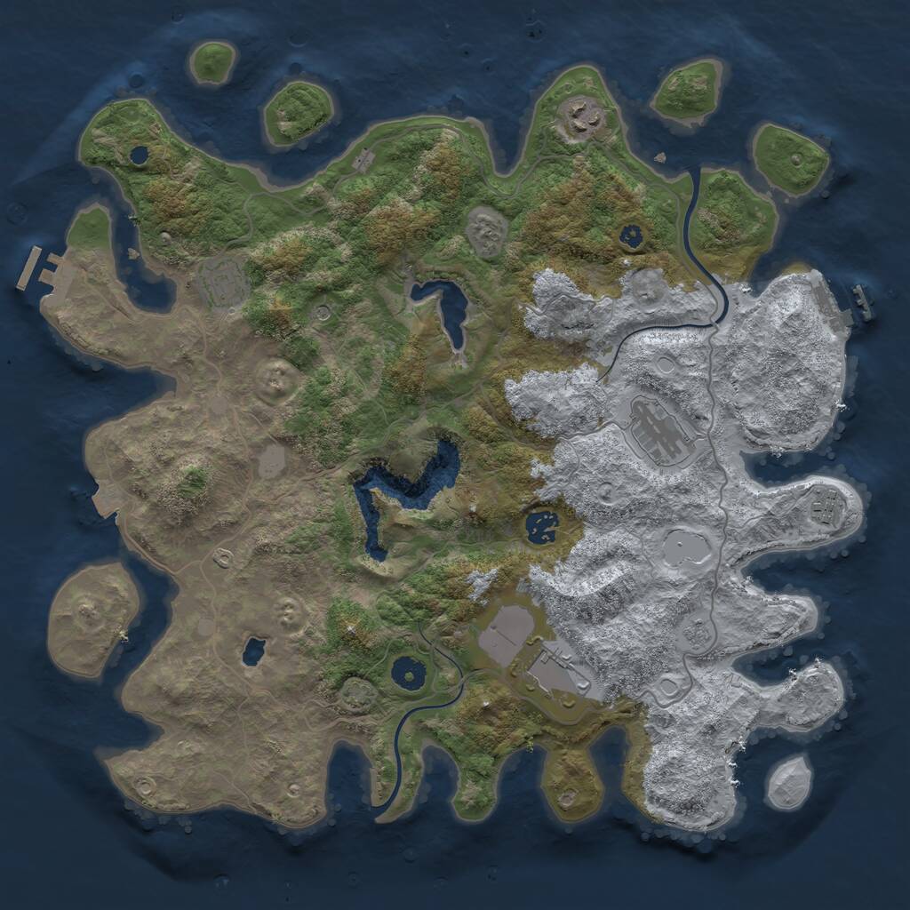 Rust Map: Procedural Map, Size: 4000, Seed: 1347128079, 12 Monuments
