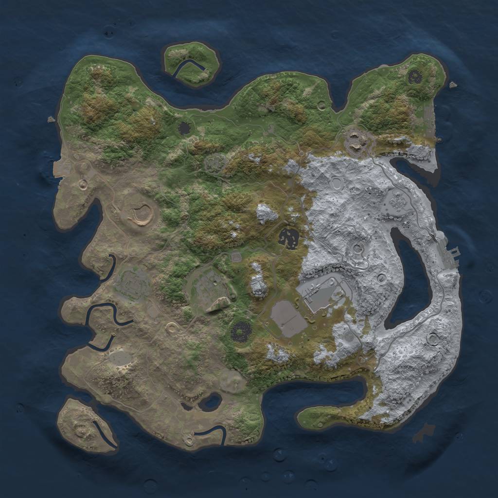 Rust Map: Procedural Map, Size: 3500, Seed: 507726836, 14 Monuments