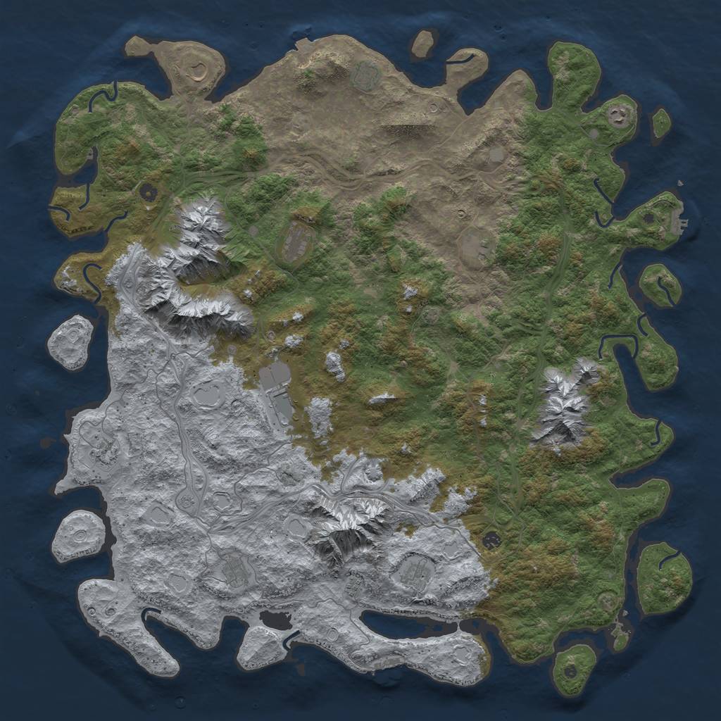 Rust Map: Procedural Map, Size: 6000, Seed: 1121, 19 Monuments