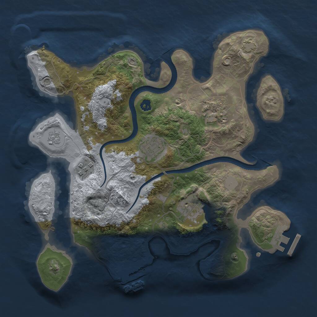 Rust Map: Procedural Map, Size: 2750, Seed: 1323980481, 9 Monuments