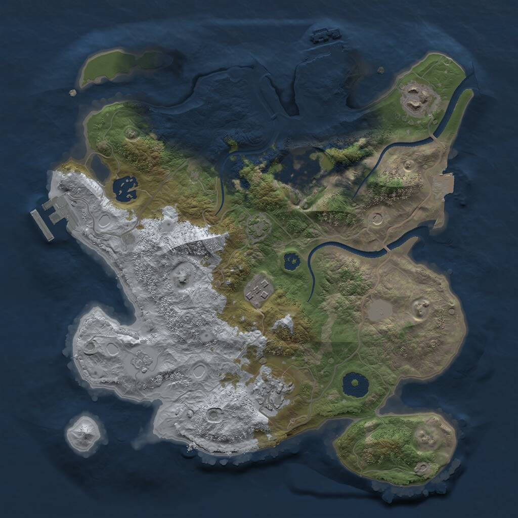 Rust Map: Procedural Map, Size: 3000, Seed: 474967557, 11 Monuments