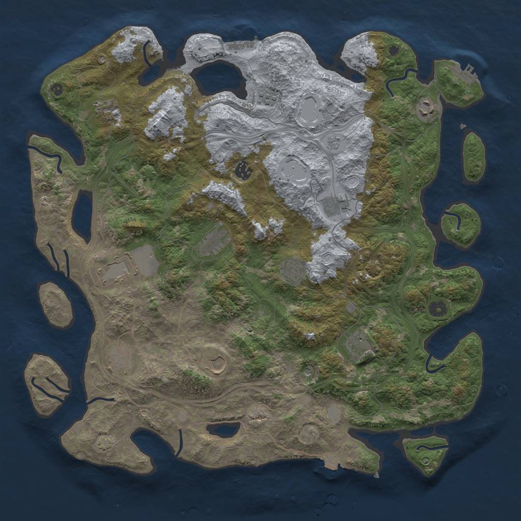 Rust Map: Procedural Map, Size: 4500, Seed: 1439304910, 19 Monuments