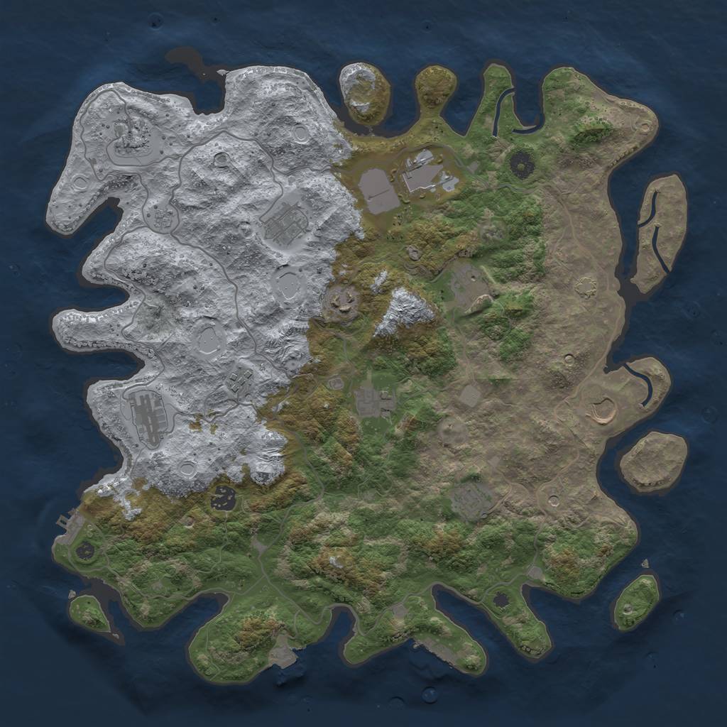Rust Map: Procedural Map, Size: 4200, Seed: 73275275, 19 Monuments
