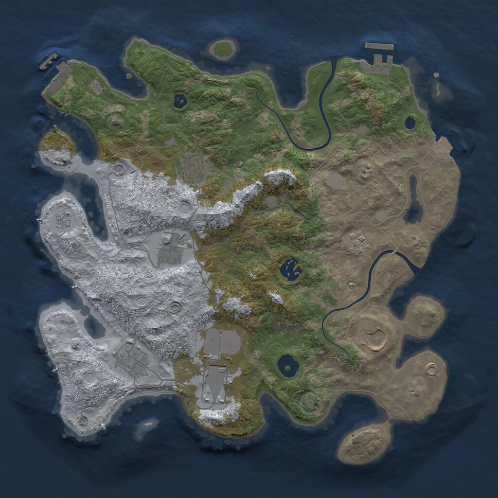 Rust Map: Procedural Map, Size: 3500, Seed: 46525, 13 Monuments