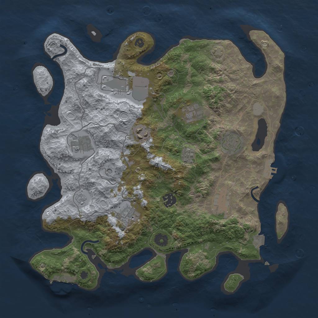 Rust Map: Procedural Map, Size: 3500, Seed: 1093835939, 17 Monuments