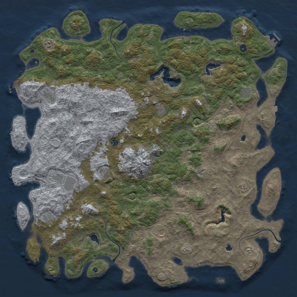 Rust Map: Procedural Map, Size: 6000, Seed: 1960, 17 Monuments
