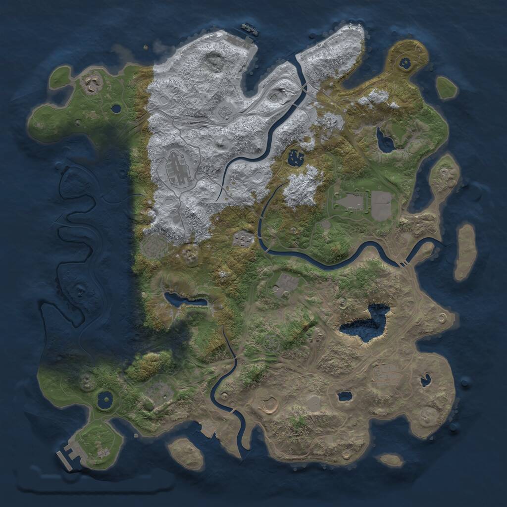 Rust Map: Procedural Map, Size: 4500, Seed: 423071571, 17 Monuments