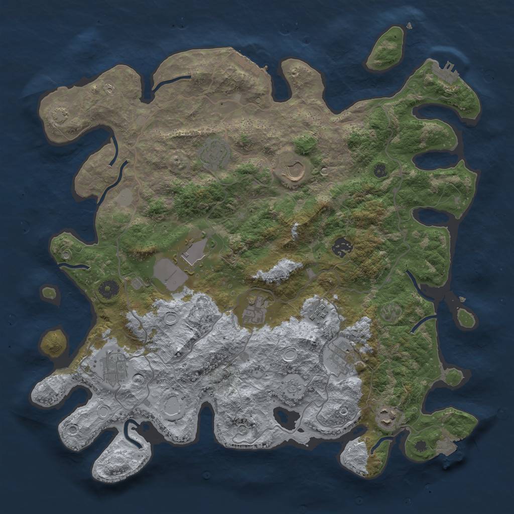 Rust Map: Procedural Map, Size: 4000, Seed: 1961169142, 17 Monuments