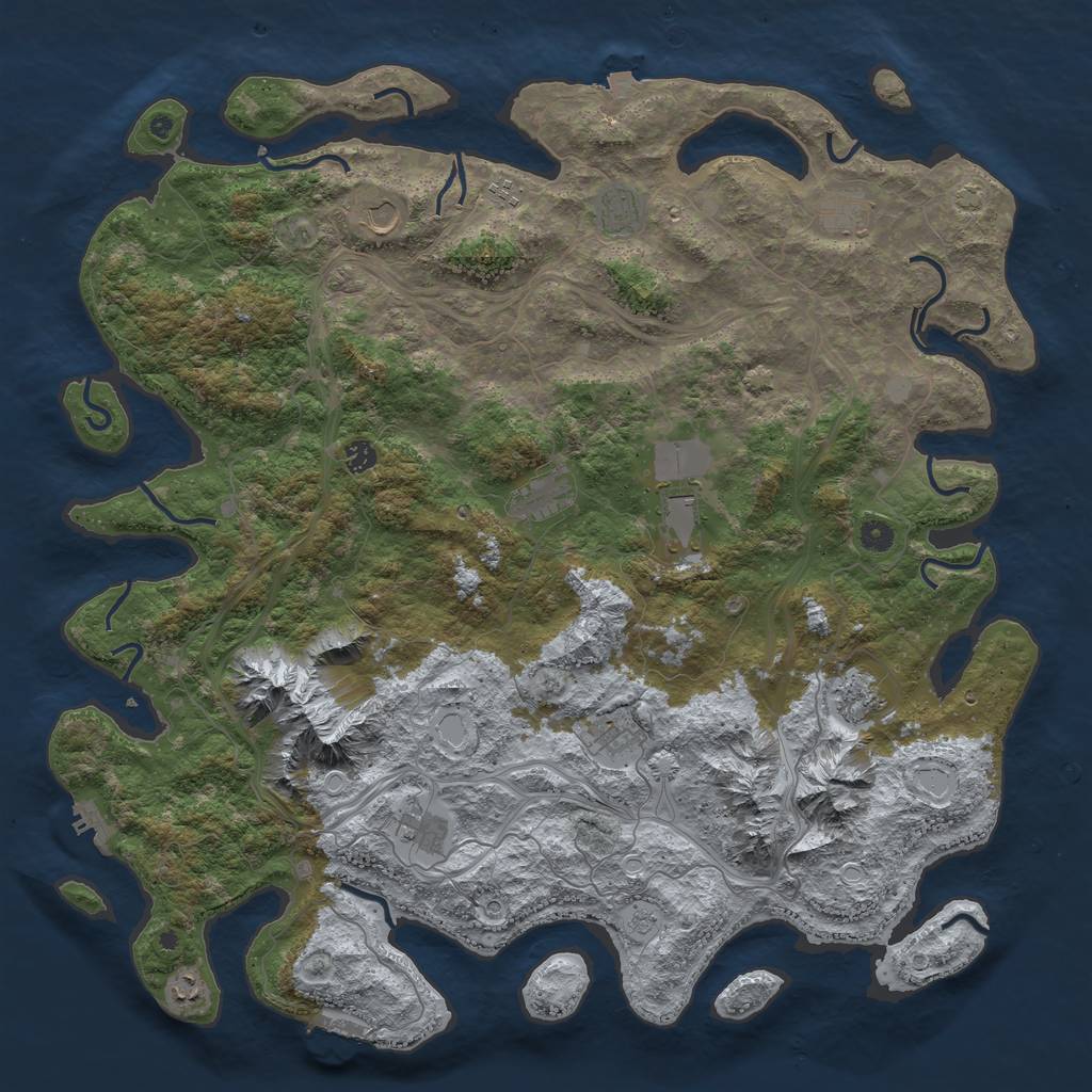 Rust Map: Procedural Map, Size: 5000, Seed: 74808252, 19 Monuments