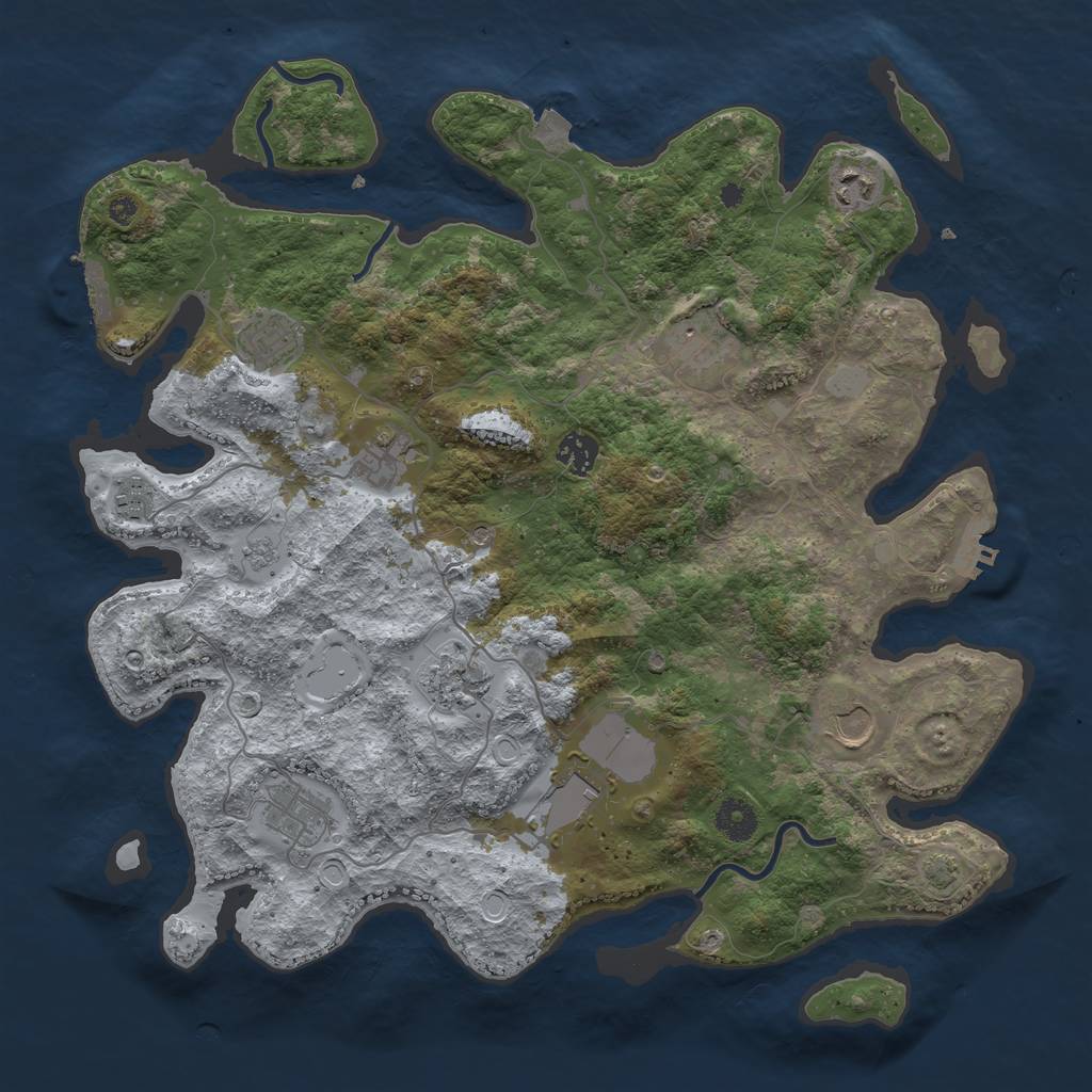 Rust Map: Procedural Map, Size: 3900, Seed: 1859283813, 18 Monuments