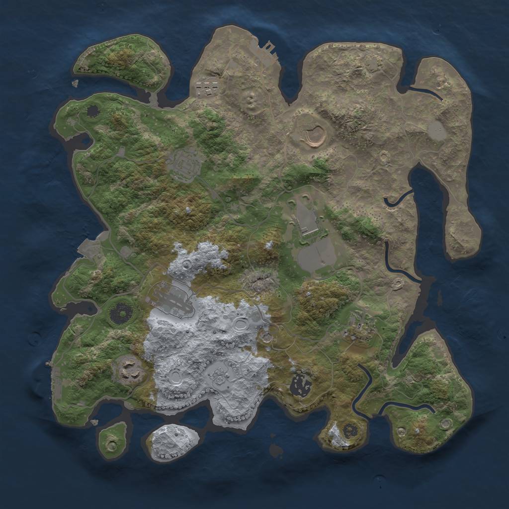 Rust Map: Procedural Map, Size: 3500, Seed: 119120687, 16 Monuments