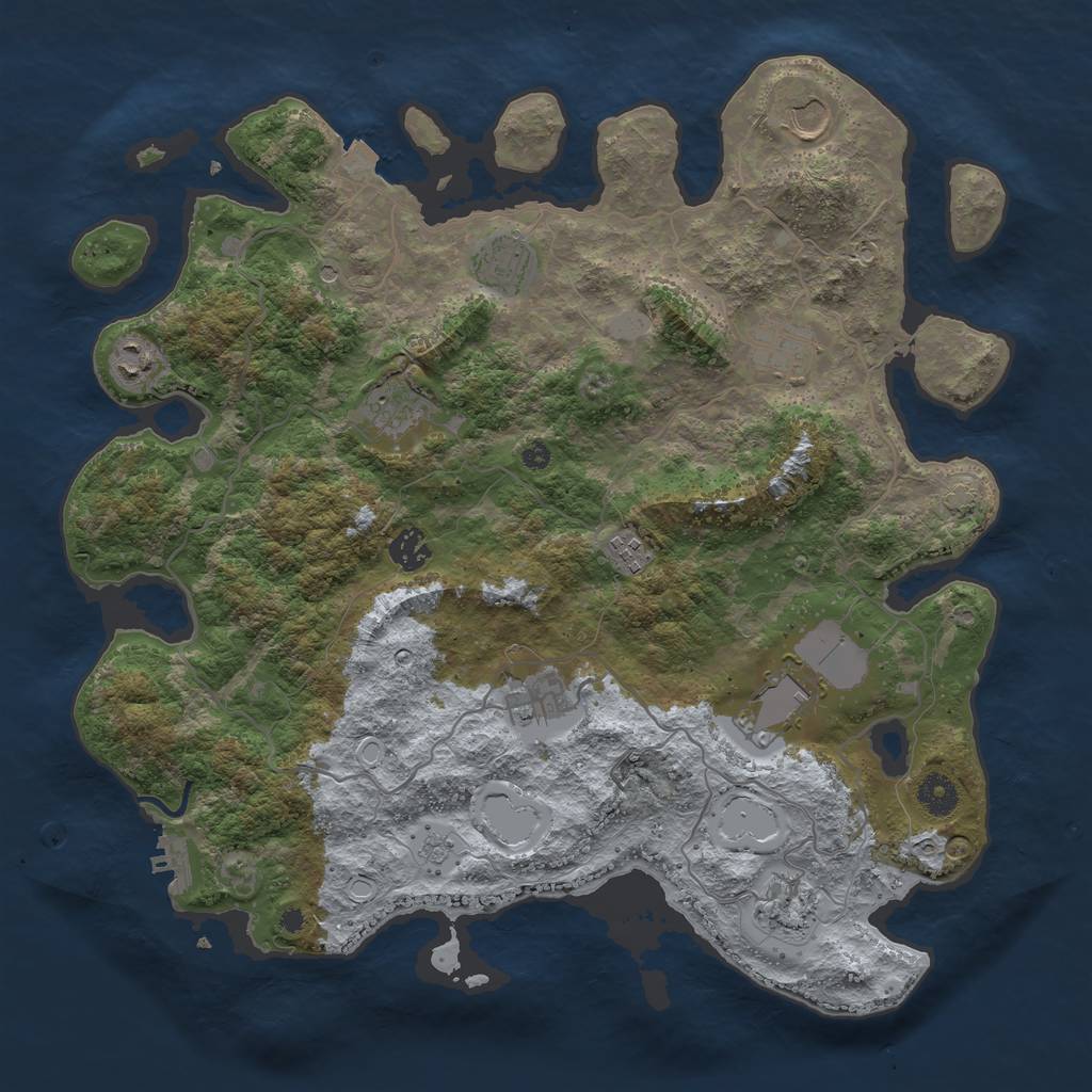 Rust Map: Procedural Map, Size: 4000, Seed: 517640405, 17 Monuments