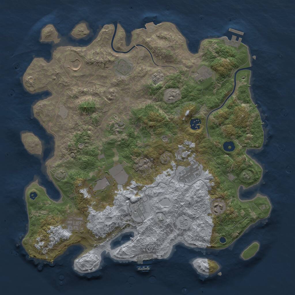 Rust Map: Procedural Map, Size: 3900, Seed: 81096788, 17 Monuments