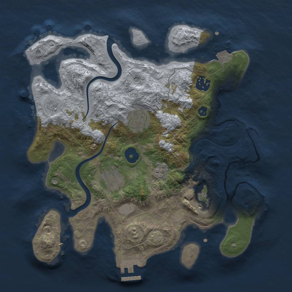 Rust Map: Procedural Map, Size: 3000, Seed: 26650, 10 Monuments
