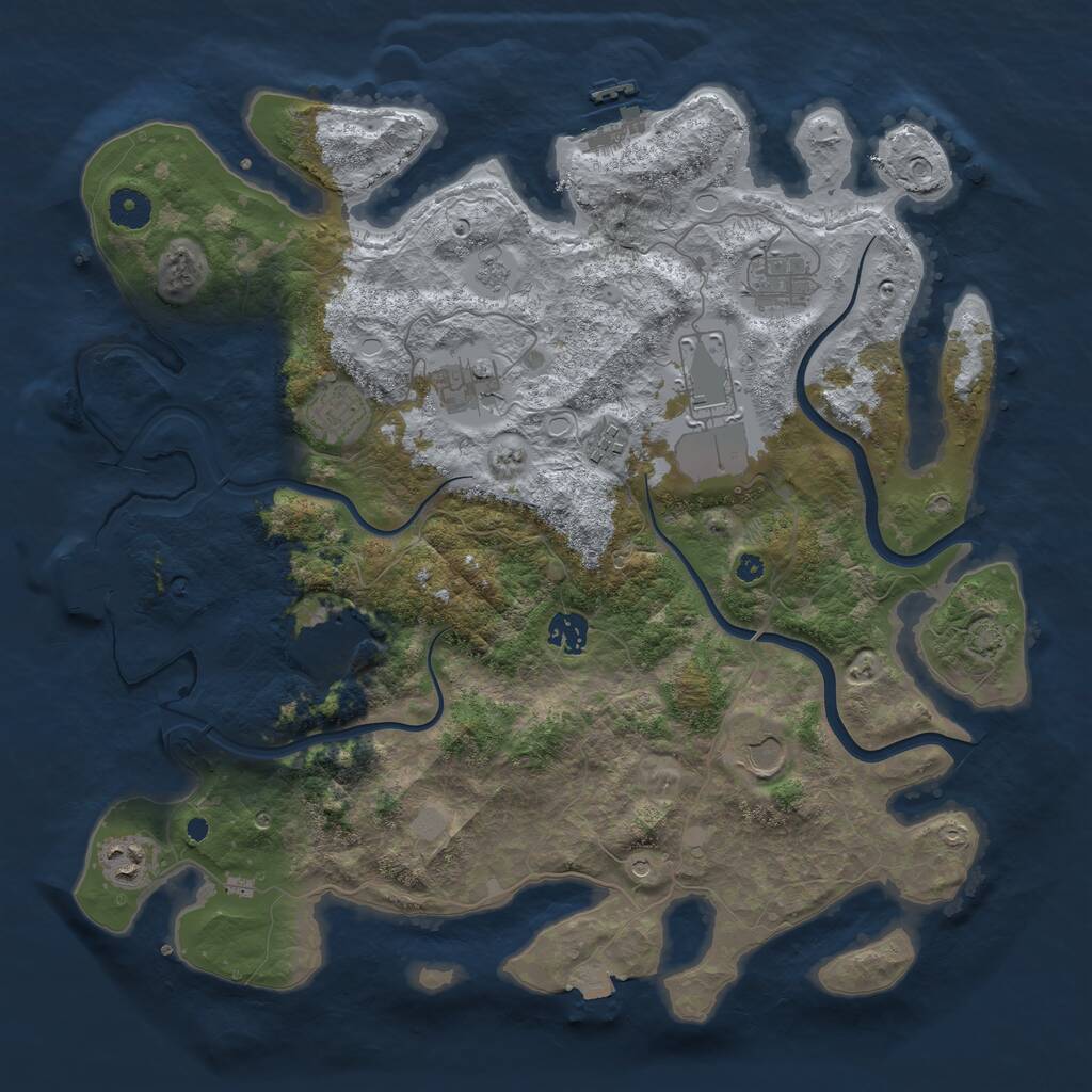 Rust Map: Procedural Map, Size: 3950, Seed: 24030035, 15 Monuments