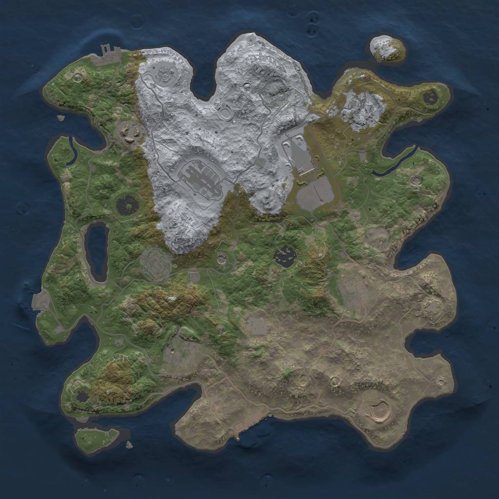Rust Map: Procedural Map, Size: 3500, Seed: 648773341, 17 Monuments